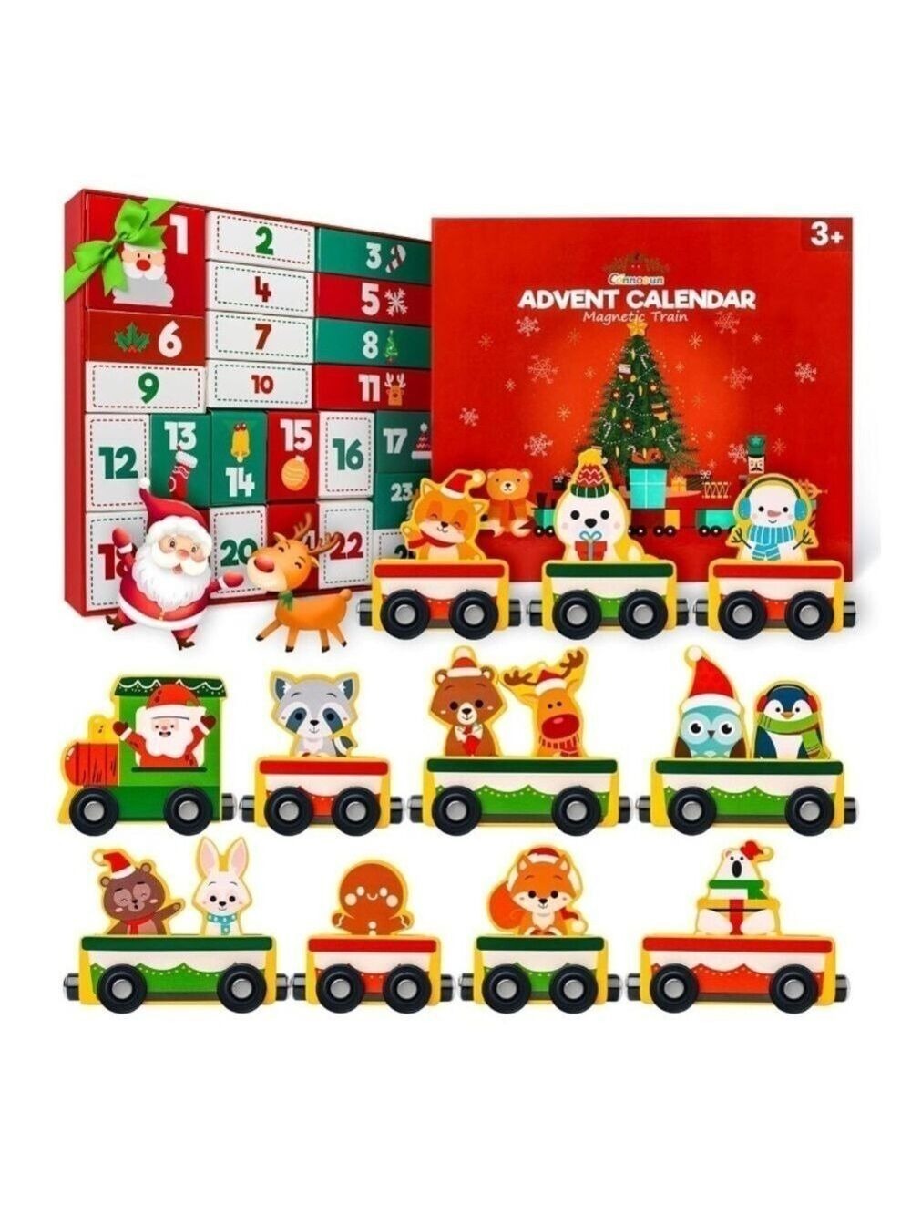 Advent Calendar Magnetic Wooden Train Kids Christmas Advent Calendar Santa